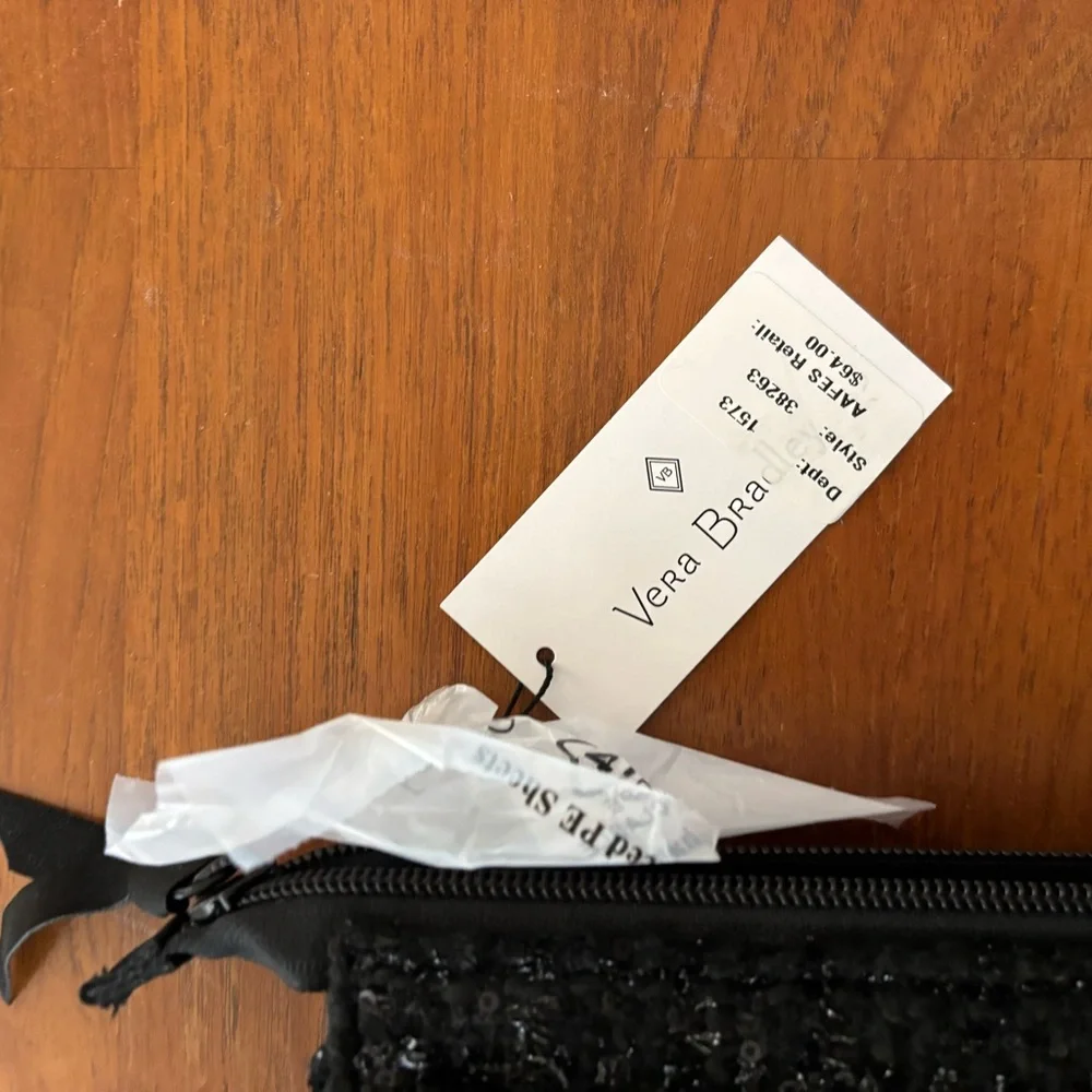 NWT Vera Bradley RFID Crossbody Wallet - black sparkle crossbody purse clutch - Picture 8 of 12